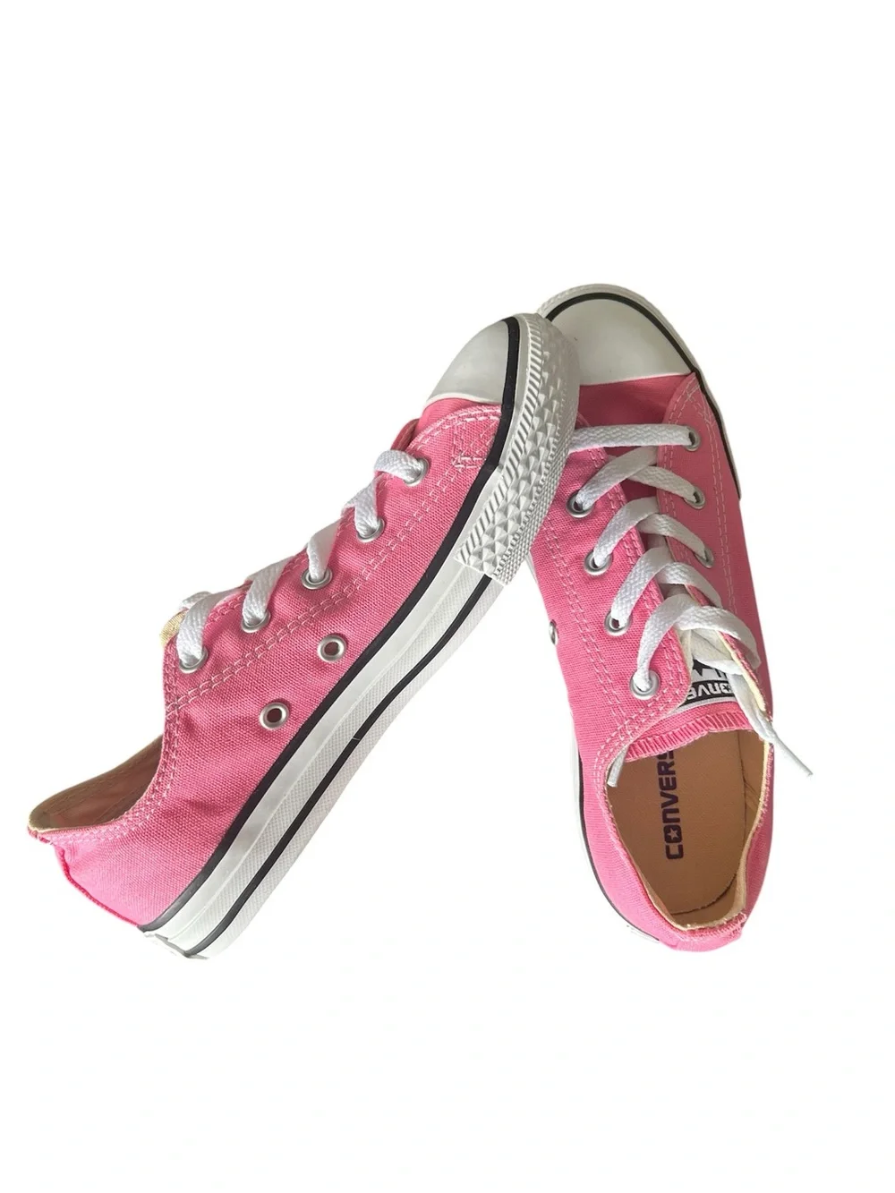 Converse Pink Low-Top Canvas Sneakers Style 3J238 Size 3 Youth 21.5 CM